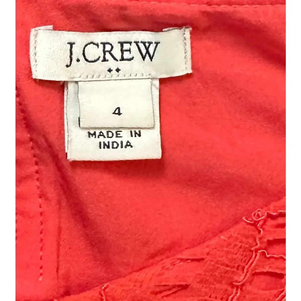 2/$30 J. Crew Lace Dress with Scalloped Hem Coral Red H5408 Size 4